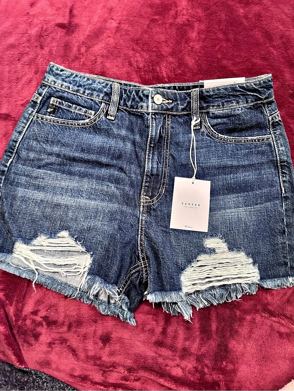Kancan Distressed Denim Jean Shorts Waist 28 NWT